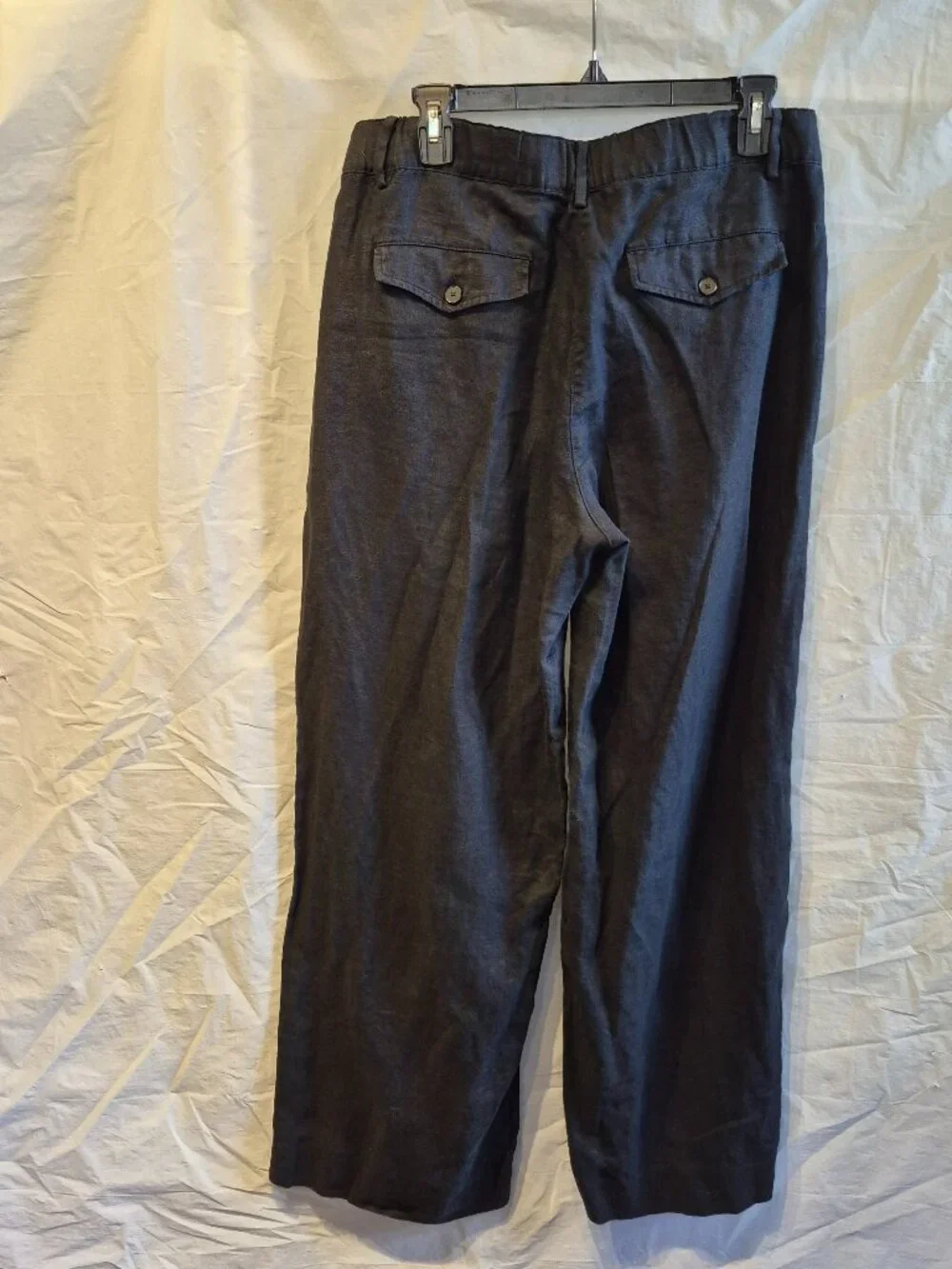 NWT Banana Republic M Black The Everyday Wide Leg Pant in Linen Lightweight